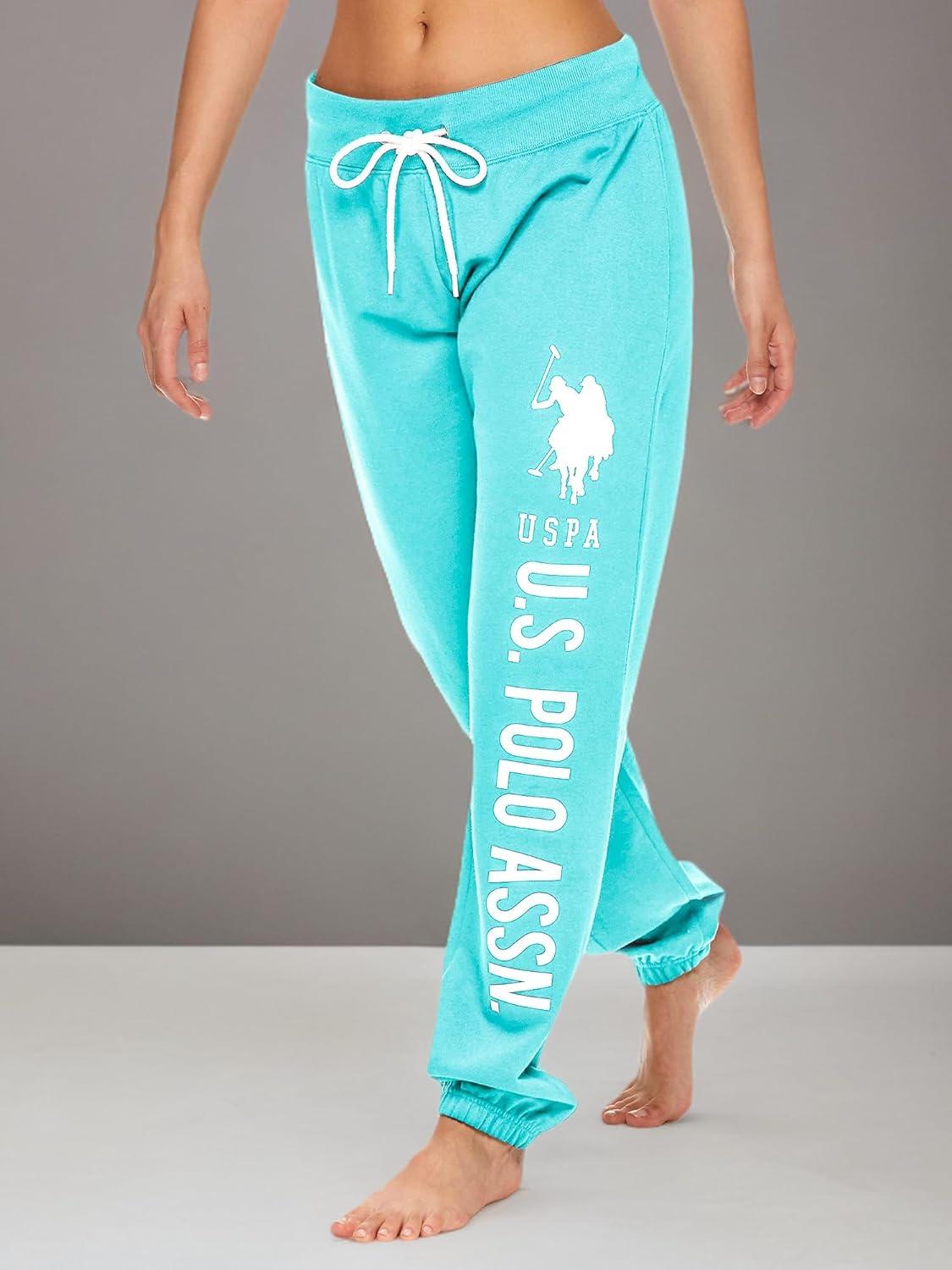 imageUS Polo Assn Womens Sweatpants  Women Joggers Sweats with Logo Print  French Terry PolyCottonMint Heather3