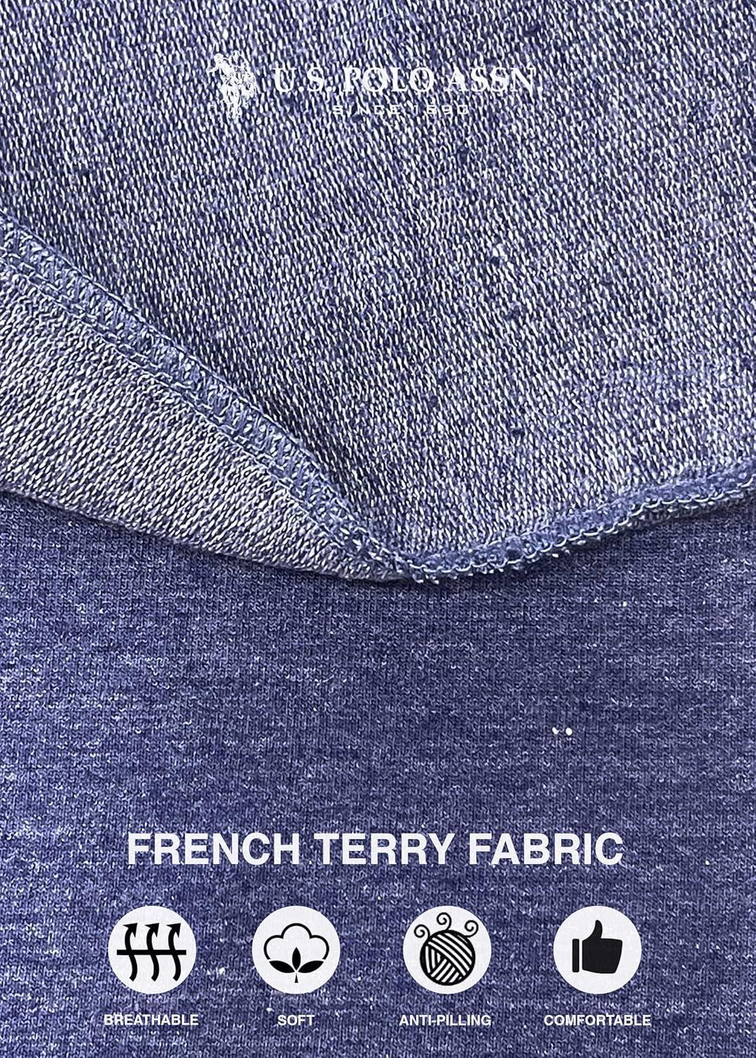 imageUS Polo Assn Womens Sweatpants Women Joggers Sweats with Logo Print French Terry PolyCottonNavy Heather With Light Pink Print