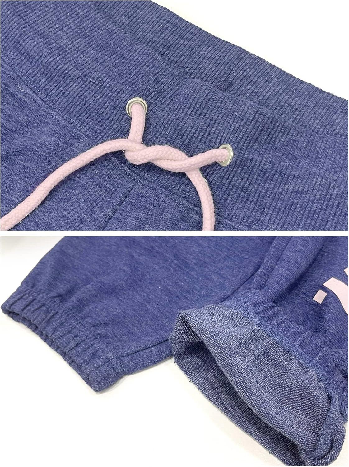 imageUS Polo Assn Womens Sweatpants Women Joggers Sweats with Logo Print French Terry PolyCottonNavy Heather With Light Pink Print