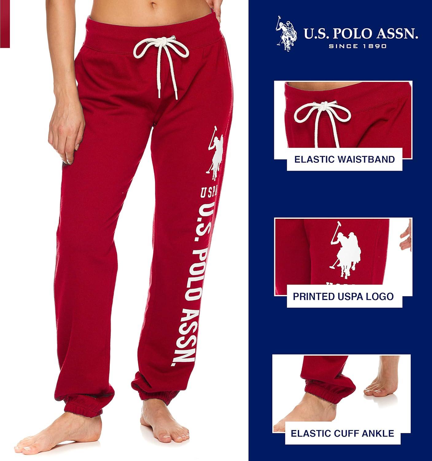 imageUS Polo Assn Womens Sweatpants  Women Joggers Sweats with Logo Print  French Terry PolyCottonRed