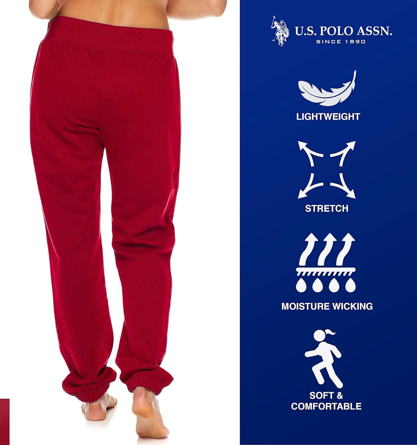 imageUS Polo Assn Womens Sweatpants  Women Joggers Sweats with Logo Print  French Terry PolyCottonRed