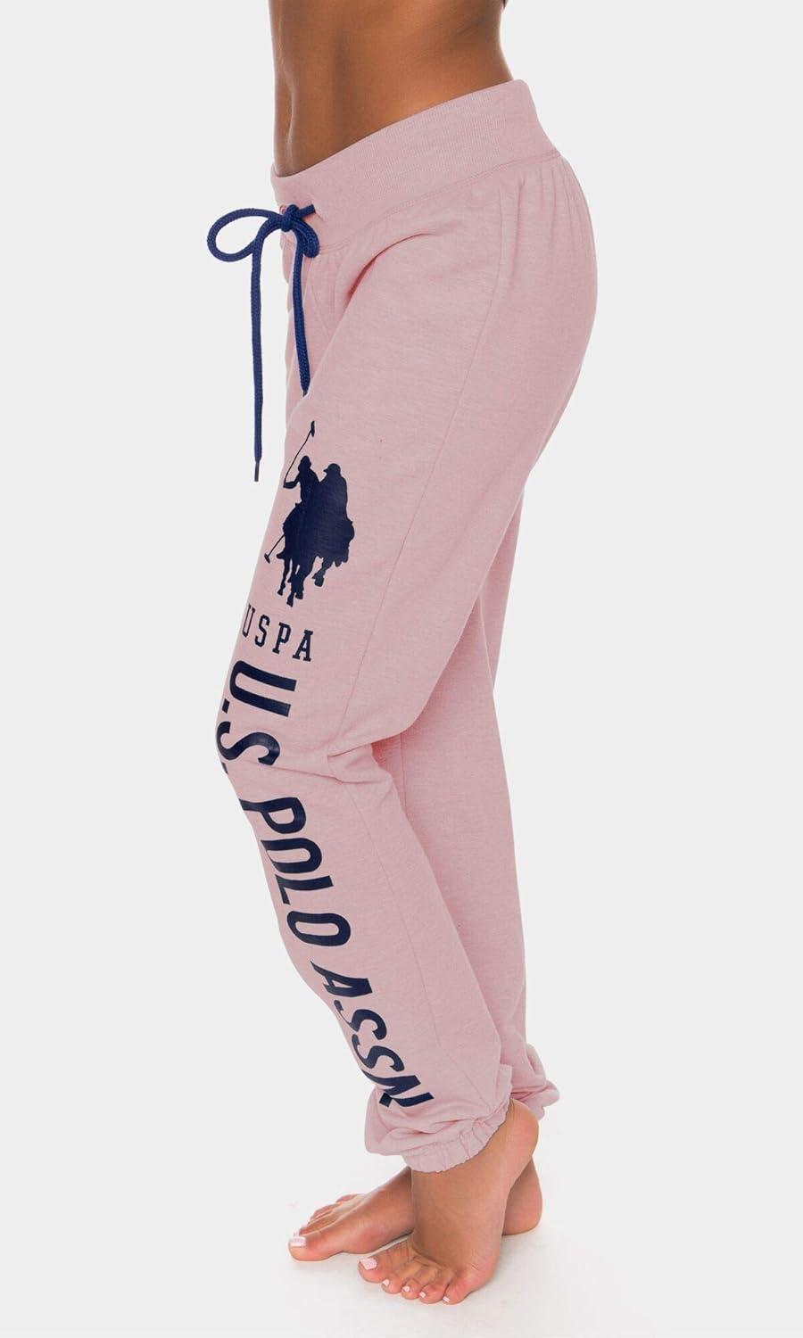 imageUS Polo Assn Womens Sweatpants  Women Joggers Sweats with Logo Print  French Terry PolyCottonRose Smoke