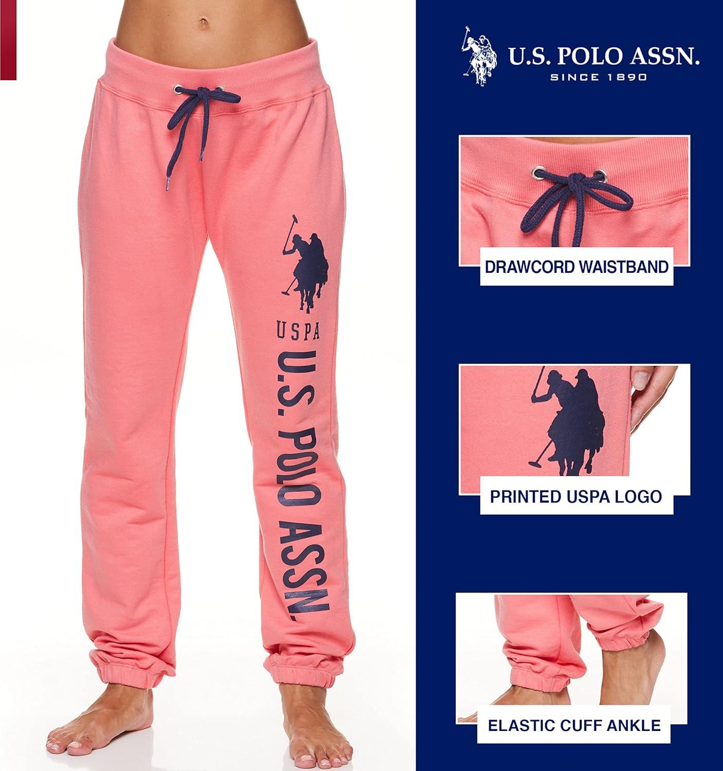 imageUS Polo Assn Womens Sweatpants Women Joggers Sweats with Logo Print French Terry PolyCottonWinterberry1