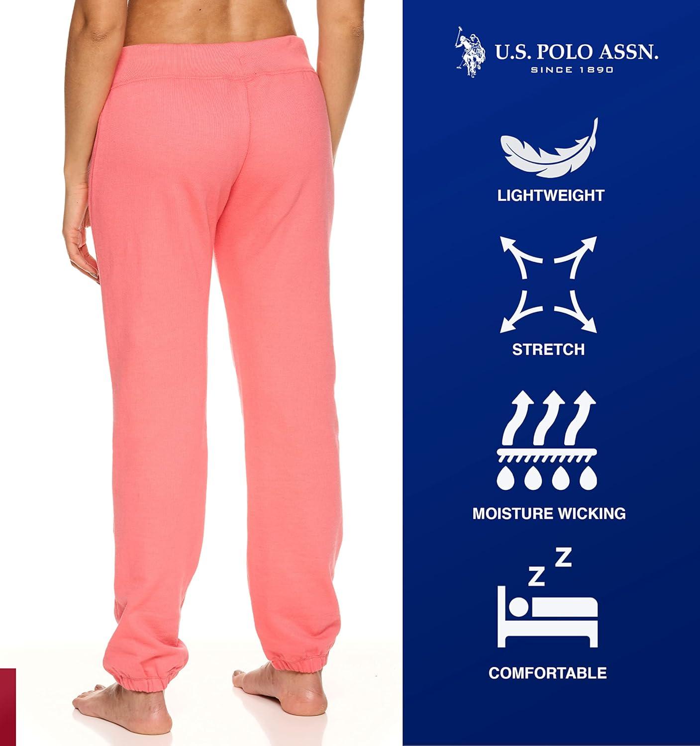 imageUS Polo Assn Womens Sweatpants Women Joggers Sweats with Logo Print French Terry PolyCottonWinterberry1