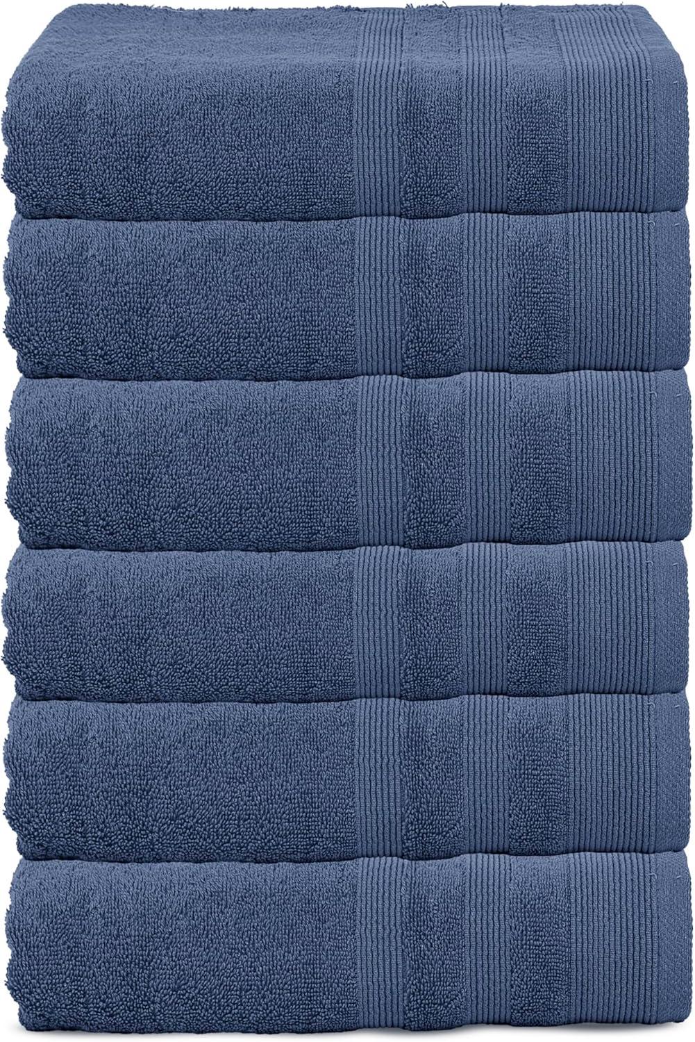 imageUSPA 550 GSM 16S Ring Bath Towel 6PackBright Cobalt