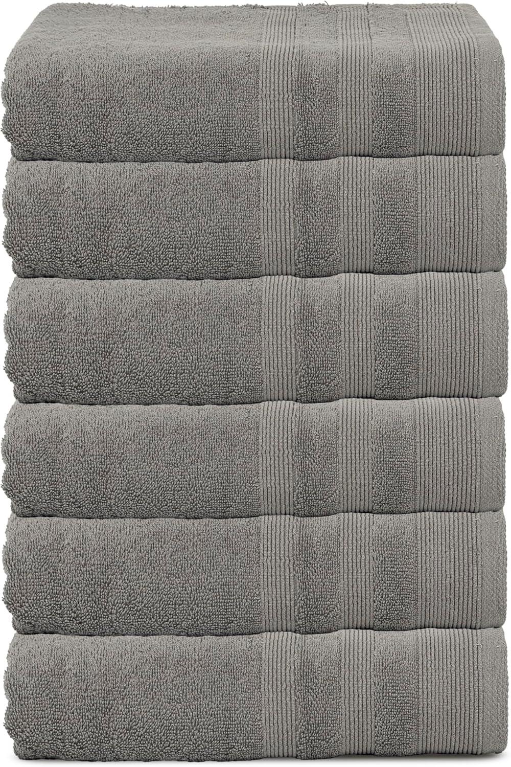 imageUSPA 550 GSM 16S Ring Bath Towel 6PackSharkskin Grey