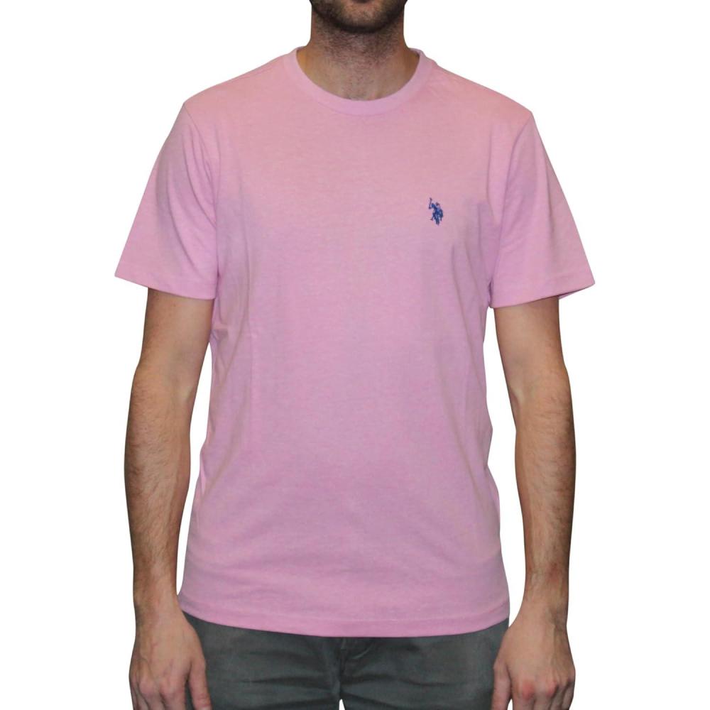 imageUS POLO ASSN Mens Crew Neck Small Pony TShirtCali Pink Heather
