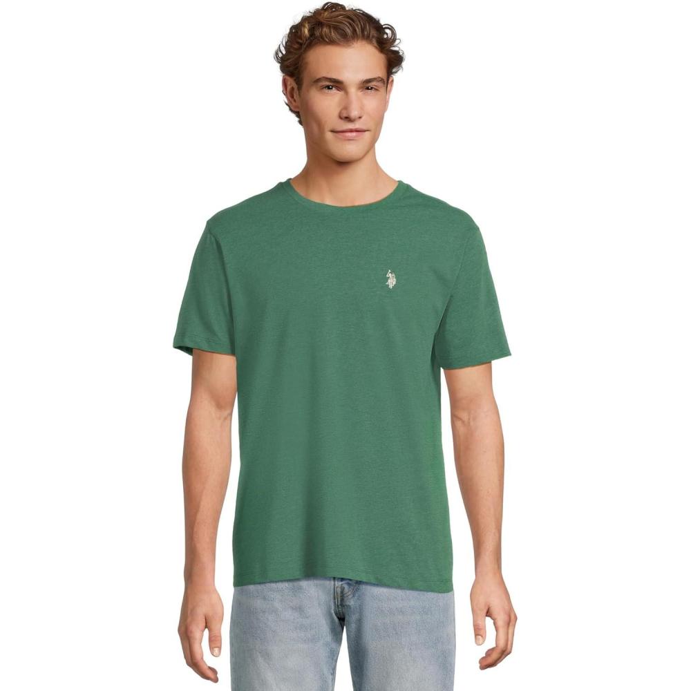 imageUS POLO ASSN Mens Crew Neck Small Pony TShirtGreen Trail Heather