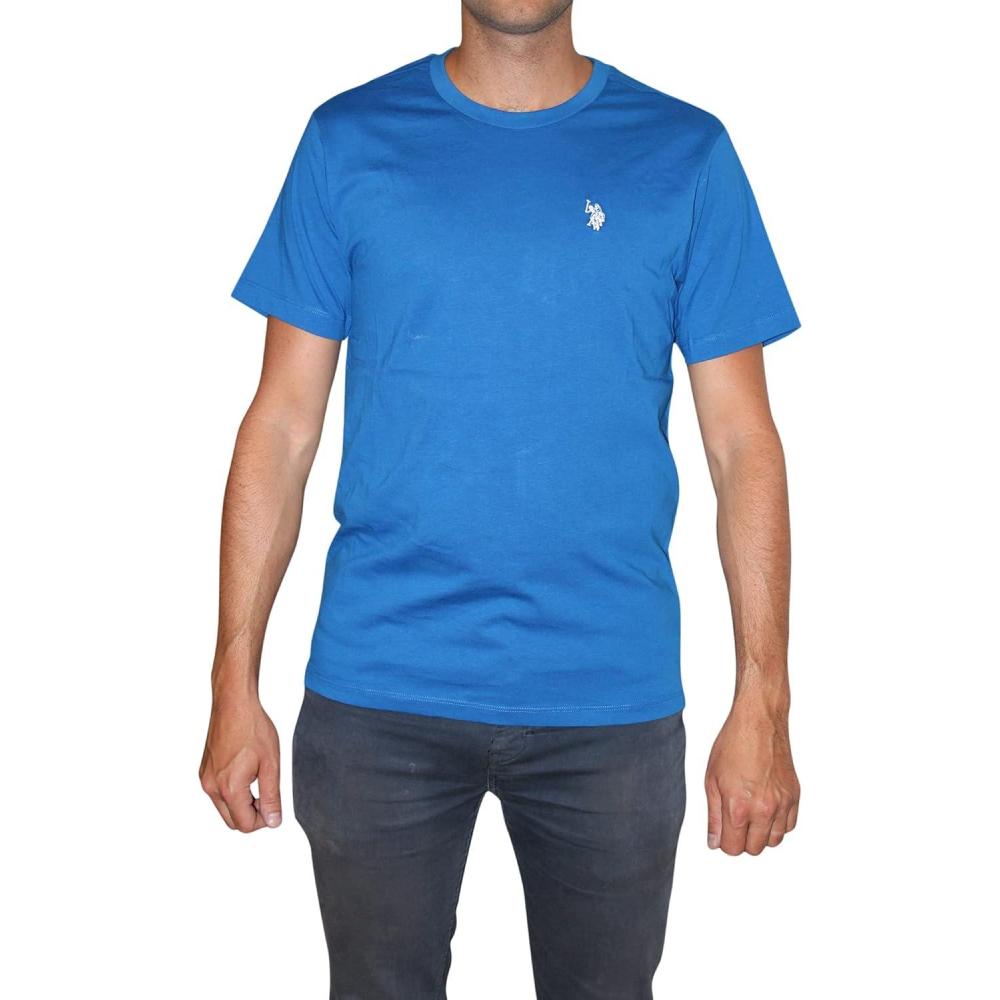 imageUS POLO ASSN Mens Crew Neck Small Pony TShirtLapis BlueWhite
