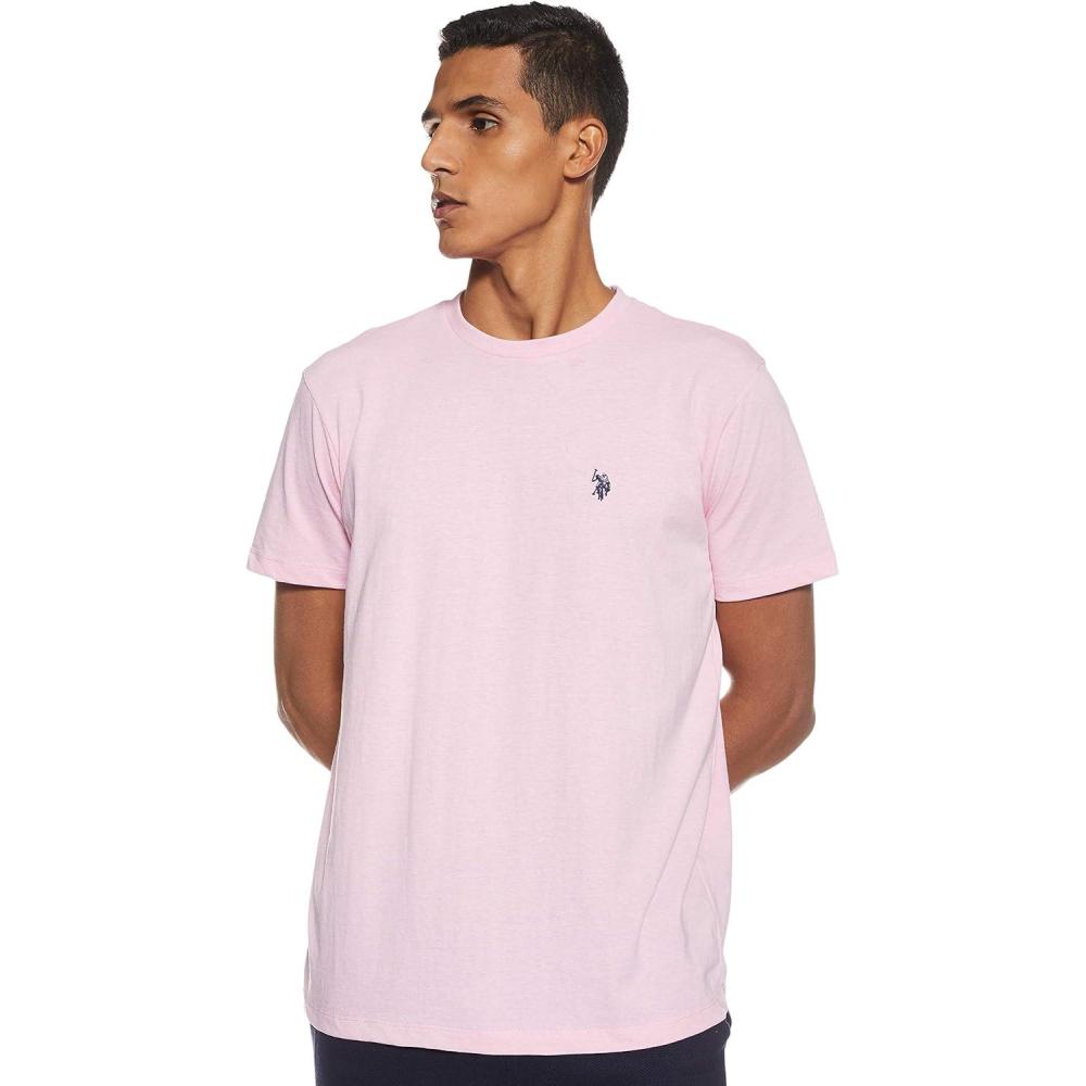 imageUS POLO ASSN Mens Crew Neck Small Pony TShirtPink Sunset Heather