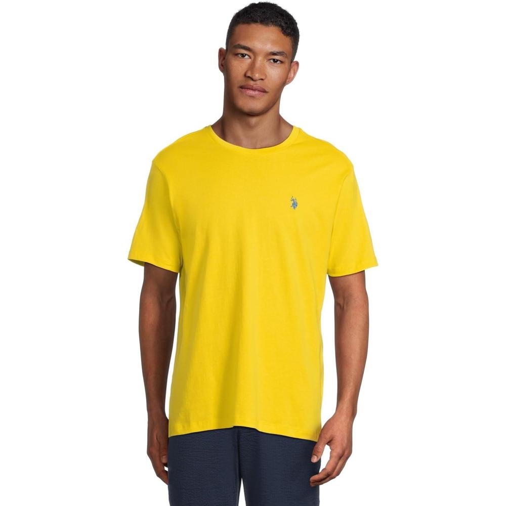 imageUS POLO ASSN Mens Crew Neck Small Pony TShirtScoring Yellow