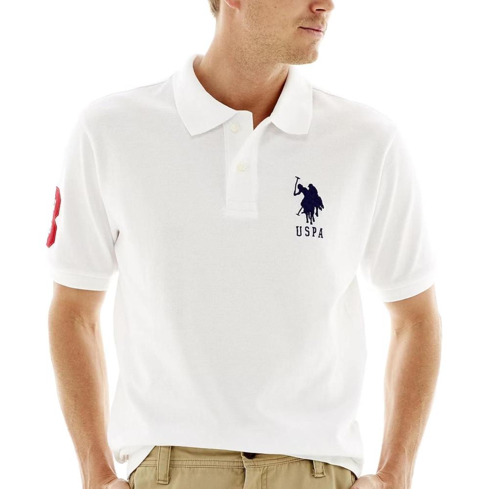 imageUS Polo Assn Mens Solid Pique Polo ShirtWhite
