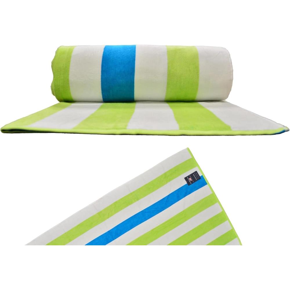 imageUS Polo Assn Oversized 40 x 70 Striped Nautical Design Beach Towel Luxury Plush Cotton Hotel Quality for Bath Pool Bon Voyage StripeCabana Stripe GreenTuq