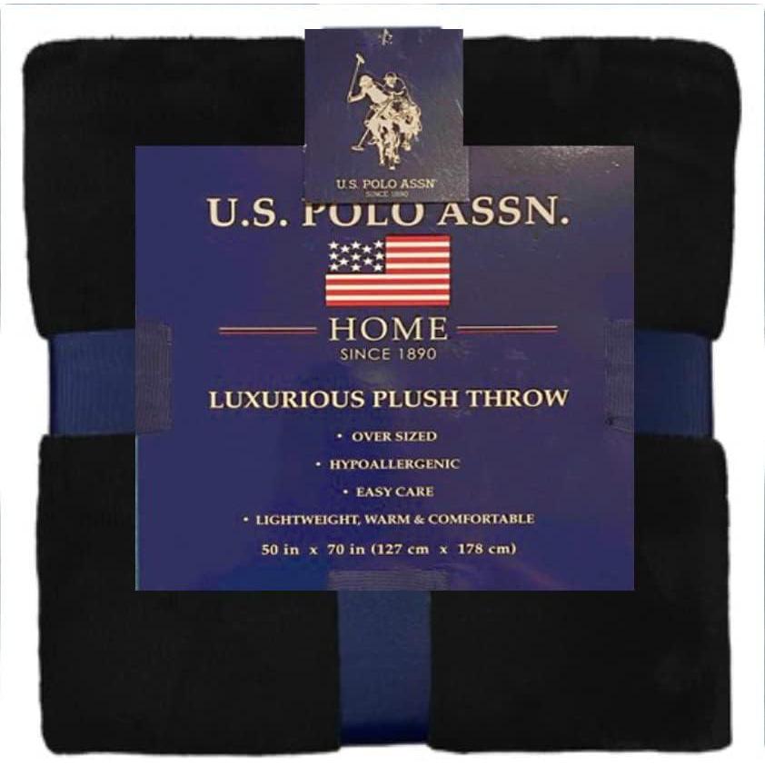 imageUS Polo Assn Oversized Lightweight Throw Blanket for BedSofa Soft Fleece Couch Blankets and Throws Cozy Decorative Bedding 50quotx70quotOceanBlack