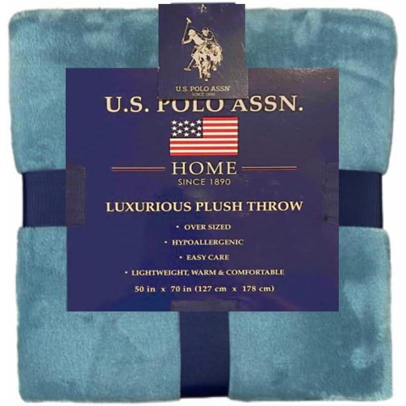 imageUS Polo Assn Oversized Lightweight Throw Blanket for BedSofa Soft Fleece Couch Blankets and Throws Cozy Decorative Bedding 50quotx70quotOceanTeal