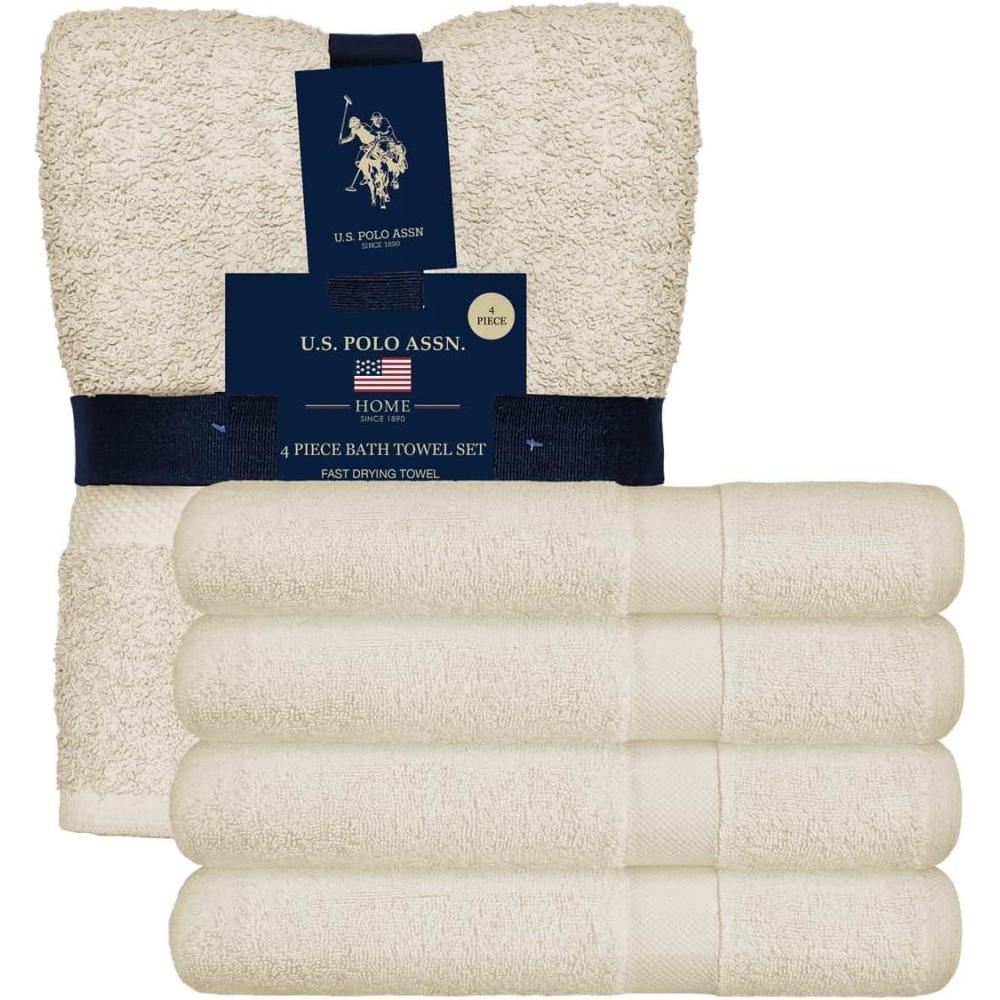 imageUS Polo Assn USPA 4 Piece Bath Towel SetCream