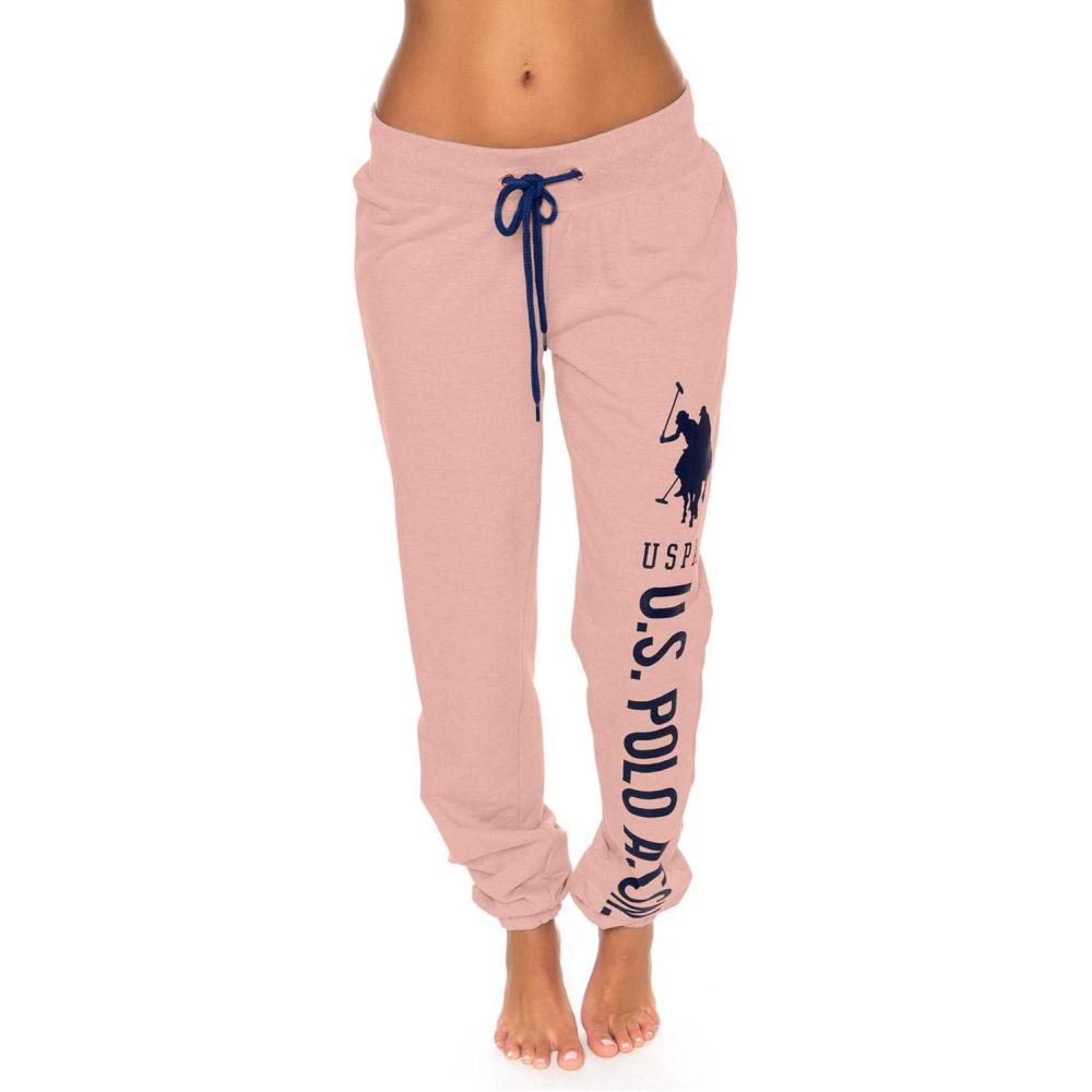 imageUS Polo Assn Womens Sweatpants Women Joggers Sweats with Logo Print French Terry PolyCottonRose Smoke