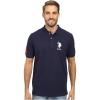 imageUS Polo Assn Mens Solid Pique Polo ShirtClassic NavyWhite