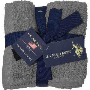 U.S. Polo Assn. 6-Pc Face Wash Cloth Set – Soft 100% Cotton Towels – 12×12 Shower, Facial Cleaning Washcloths, Dark Grey(Dark Grey)