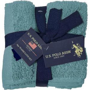 U.S. Polo Assn. 6-Pc Face Wash Cloth Set – Soft 100% Cotton Towels – 12×12 Shower, Facial Cleaning Washcloths, Dark Grey(Turquoise)