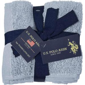 U.S. Polo Assn. 6-Pc Washcloth Set – 12×12 100% Cotton Towels for Bathroom – Soft Hand Body & Face Wash Cloth Pack, Blue(Blue)