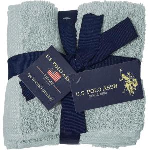 U.S. Polo Assn. 6-Pc Washcloth Set – 12×12 100% Cotton Towels for Bathroom – Soft Hand Body & Face Wash Cloth Pack, Blue(Seafoam)