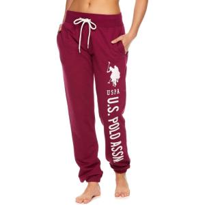 U.S. Polo Assn. Essentials Womens Sweatpants with Pockets, Comfy and Breathable French Terry Joggers for Women(Berry4)