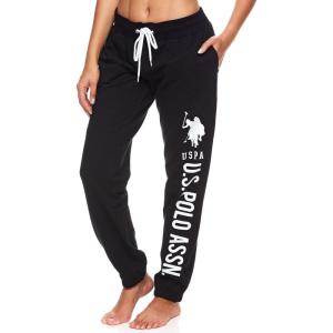 U.S. Polo Assn. Essentials Womens Sweatpants with Pockets, Comfy and Breathable French Terry Joggers for Women(Black)