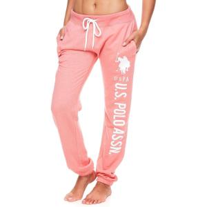 U.S. Polo Assn. Essentials Womens Sweatpants with Pockets, Comfy and Breathable French Terry Joggers for Women(Coral-heather)
