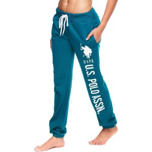 U.S. Polo Assn. Essentials Womens Sweatpants with Pockets, Comfy and Breathable French Terry Joggers for Women(Dark Green 1)
