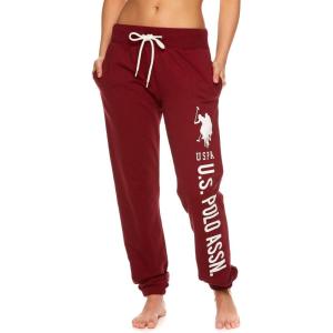 U.S. Polo Assn. Essentials Womens Sweatpants with Pockets, Comfy and Breathable French Terry Joggers for Women(Deep Red4)