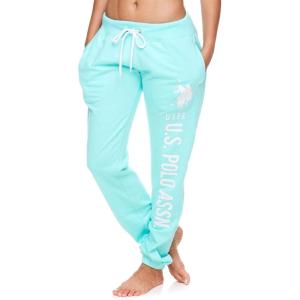 U.S. Polo Assn. Essentials Womens Sweatpants with Pockets, Comfy and Breathable French Terry Joggers for Women(Mint-heather)