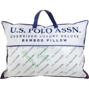 U.S. Polo Assn. Jumbo Bamboo Pillow, 28 x 20 inches, Deluxe Comfort, White