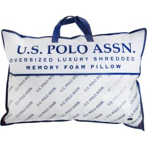 U.S. Polo Assn. Jumbo Shredded Memory Foam Pillow, 28 x 20 inches, High Density Clusters, Adjustable Support