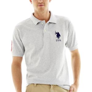 U.S. Polo Assn. Men’s Solid Pique Polo Shirt(Light Heather Gray)