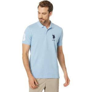 U.S. Polo Assn. Men’s Solid Pique Polo Shirt(Surf Blue Heather)