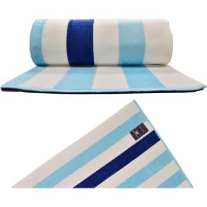 U.S. Polo Assn. Oversized (40” x 70”) Striped Nautical Design Beach Towel – Luxury Plush Cotton Hotel Quality for Bath, Pool – Bon Voyage Stripe(Cabana Stripe Aqblue/Navy)