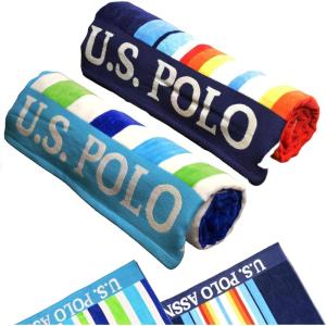 U.S. Polo Assn. Oversized (40” x 70”) Striped Nautical Design Beach Towel – Luxury Plush Cotton Hotel Quality for Bath, Pool – Bon Voyage Stripe(Dark Blue/Light Green)