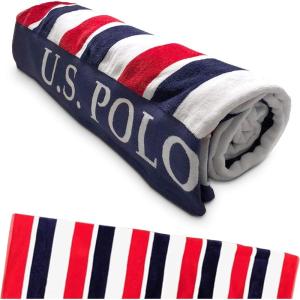 U.S. Polo Assn. Oversized (40” x 70”) Striped Nautical Design Beach Towel – Luxury Plush Cotton Hotel Quality for Bath, Pool – Bon Voyage Stripe(East Coast Stripe)