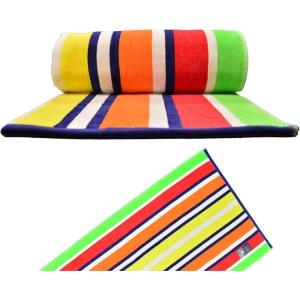 U.S. Polo Assn. Oversized (40” x 70”) Striped Nautical Design Beach Towel – Luxury Plush Cotton Hotel Quality for Bath, Pool – Bon Voyage Stripe(Flame Stripe)