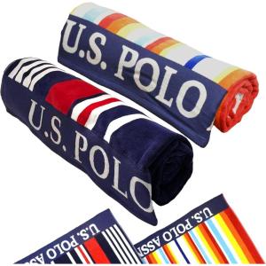 U.S. Polo Assn. Oversized (40” x 70”) Striped Nautical Design Beach Towel – Luxury Plush Cotton Hotel Quality for Bath, Pool – Bon Voyage Stripe(Navy/Red/Orange)