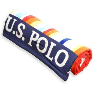 U.S. Polo Assn. Oversized (40” x 70”) Striped Nautical Design Beach Towel – Luxury Plush Cotton Hotel Quality for Bath, Pool – Bon Voyage Stripe(Red/Orange)