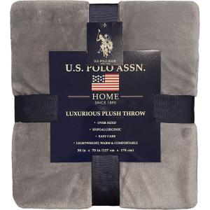 U.S. Polo Assn. Oversized Lightweight Throw Blanket for Bed/Sofa – Soft Fleece Couch Blankets and Throws – Cozy Decorative Bedding – 50″x70″/Ocean(Cloud Grey)