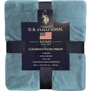 U.S. Polo Assn. Oversized Lightweight Throw Blanket for Bed/Sofa – Soft Fleece Couch Blankets and Throws – Cozy Decorative Bedding – 50″x70″/Ocean(Ocean)