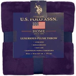 U.S. Polo Assn. Oversized Lightweight Throw Blanket for Bed/Sofa – Soft Fleece Couch Blankets and Throws – Cozy Decorative Bedding – 50″x70″/Ocean(Plum)