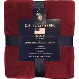 U.S. Polo Assn. Oversized Lightweight Throw Blanket for Bed/Sofa – Soft Fleece Couch Blankets and Throws – Cozy Decorative Bedding – 50″x70″/Ocean(Red Hot)