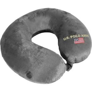 U.S. Polo Assn. Plush Memory Foam Travel Neck Pillow, Red(Cloud Grey)