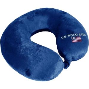 U.S. Polo Assn. Plush Memory Foam Travel Neck Pillow, Red(Navy)