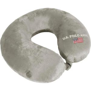 U.S. Polo Assn. Plush Memory Foam Travel Neck Pillow, Red(Silver)
