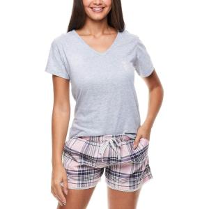 U.S. Polo Assn. Summer Pajamas for Women 2 Piece with T-Shirt and Shorts – Summer PJs for Women Set(Heather Grey W/ Pockets)